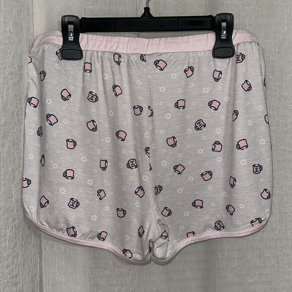 Life is Good Light Pink Navy Coffee Cup Graphic Short Sleeve Top & Shorts PJ Set - Picture 13 of 15